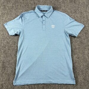 Travis Mathew Polo Shirt Mens Medium Blue Stripe Wenatchee Golf Club Performance